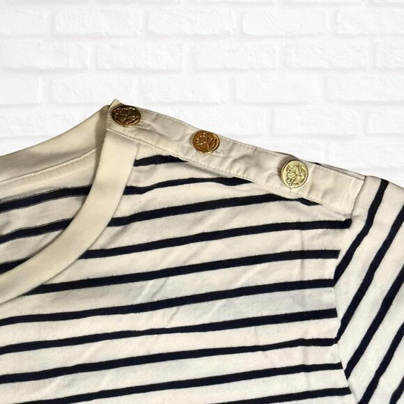 Draper James Tie Waist T-Shirt Dress Navy Stripe 2X Plus Size Cotton Coastal - Picture 3 of 7